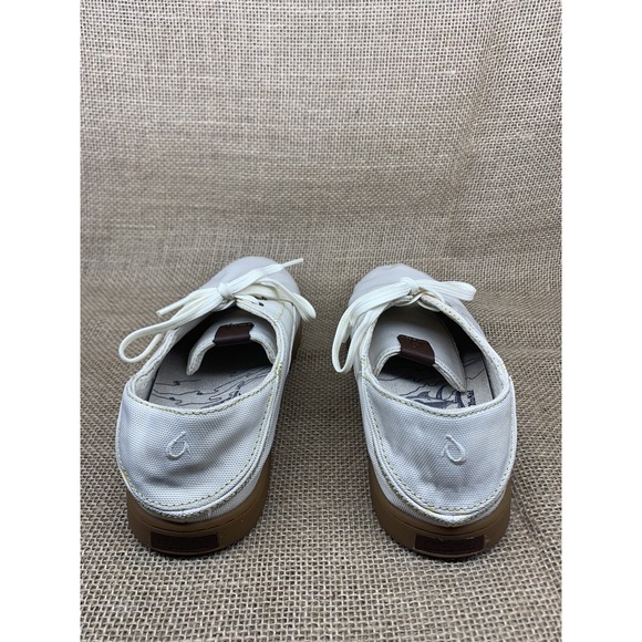 OluKai Men's White Kahu Lace Up Canvas Boat Shoe Size 8 EUR 40 - Picture 4 of 7